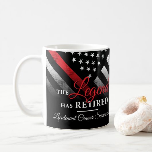 Firefighter Red Line Flag Fireman Retirement Kaffeetasse (Mit Donut)