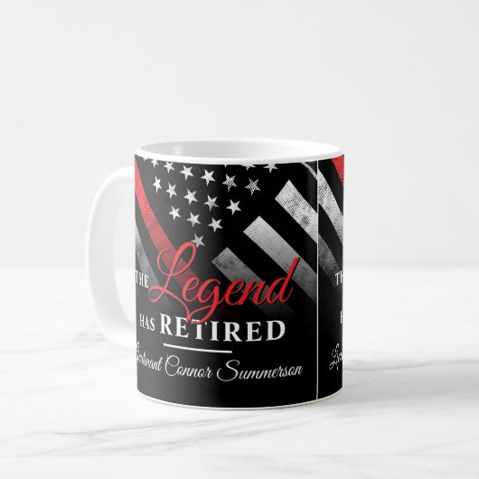 Firefighter Red Line Flag Fireman Retirement Kaffeetasse (Vorderseite Links)