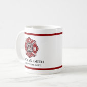 Firefighter Red Maltese Cross Fire Department Mug Kaffeetasse (Vorderseite Links)