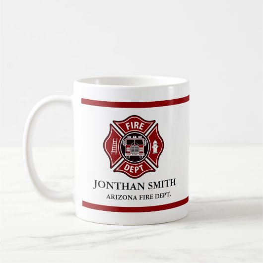 Firefighter Red Maltese Cross Fire Department Mug Kaffeetasse (Links)