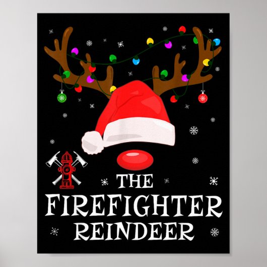 Firefighter Reindeer Family Matching Christmas Pjs Poster (Vorne)