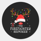 Firefighter Reindeer Family Matching Christmas Pjs Runder Aufkleber (Vorderseite)