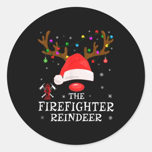 Firefighter Reindeer Family Matching Christmas Pjs Runder Aufkleber (Vorderseite)
