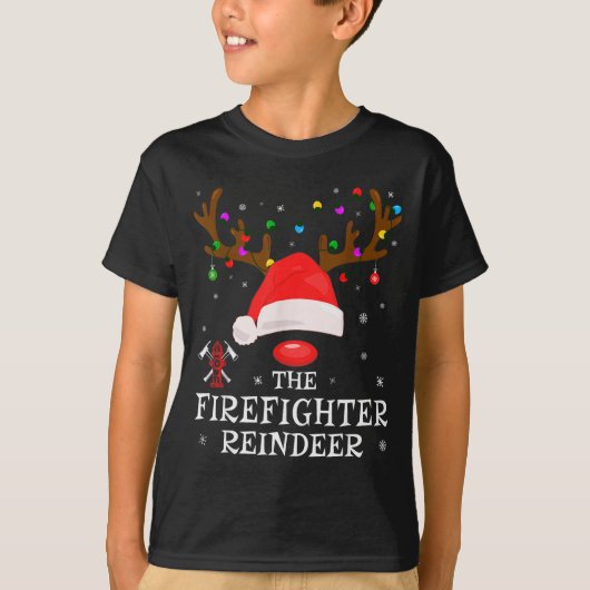 Firefighter Reindeer Family Matching Christmas Pjs T-Shirt (Vorderseite)