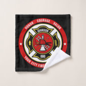 Firefighter Rescue ADD NAME Fire Department Abzeic Badhandtuch Set (Waschlappen)