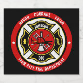 Firefighter Rescue ADD NAME Fire Department Abzeic Bierflaschenetikett (Einzelnes Label)