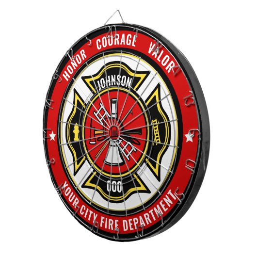 Firefighter Rescue ADD NAME Fire Department Abzeic Dartscheibe (Vorderseite rechts)