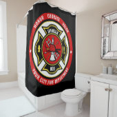 Firefighter Rescue ADD NAME Fire Department Abzeic Duschvorhang (Beispiel)