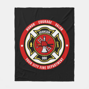 Firefighter Rescue ADD NAME Fire Department Abzeic Fleecedecke
