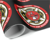Firefighter Rescue ADD NAME Fire Department Abzeic Geschenkpapier (Rolleneckpunkt)