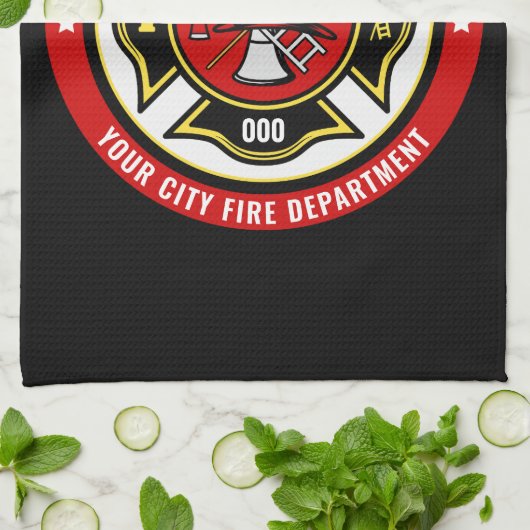 Firefighter Rescue ADD NAME Fire Department Abzeic Geschirrtuch (Gefaltet)