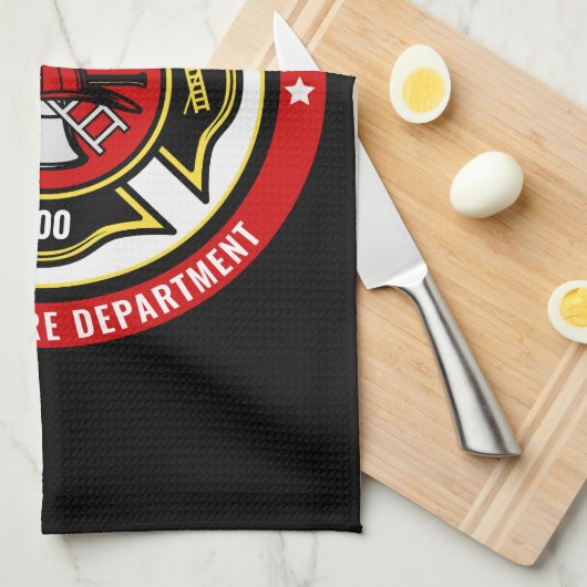 Firefighter Rescue ADD NAME Fire Department Abzeic Geschirrtuch (Viertel Falte)