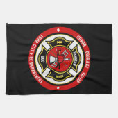 Firefighter Rescue ADD NAME Fire Department Abzeic Geschirrtuch (Horizontal)