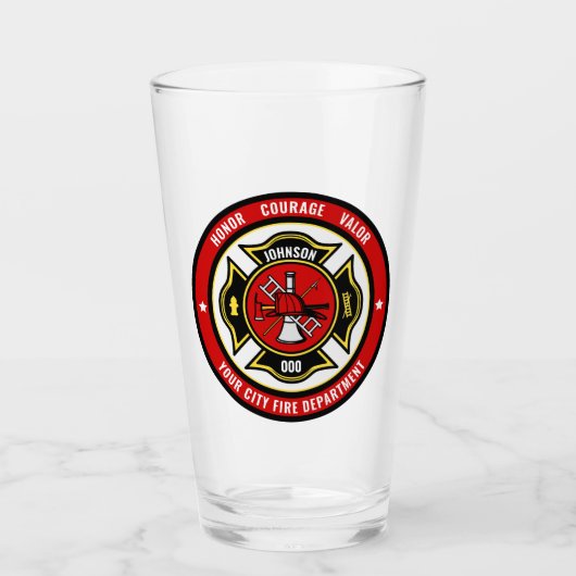 Firefighter Rescue ADD NAME Fire Department Abzeic Glas (Vorderseite)