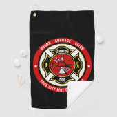 Firefighter Rescue ADD NAME Fire Department Abzeic Golfhandtuch (Insitu)