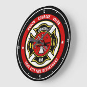 Firefighter Rescue ADD NAME Fire Department Abzeic Große Wanduhr (Winkel)