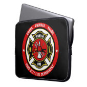 Firefighter Rescue ADD NAME Fire Department Abzeic Laptopschutzhülle (Vorderseite Links)