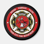 Firefighter Rescue ADD NAME Fire Department Abzeic Magnet (Vorne)