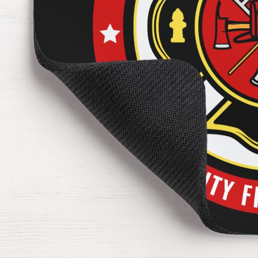 Firefighter Rescue ADD NAME Fire Department Abzeic Mousepad (Ecke)