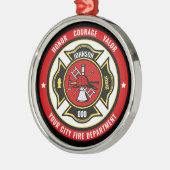 Firefighter Rescue ADD NAME Fire Department Abzeic Ornament Aus Metall (Links)