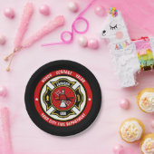 Firefighter Rescue ADD NAME Fire Department Abzeic Pappteller (Party)