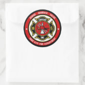 Firefighter Rescue ADD NAME Fire Department Abzeic Runder Aufkleber (Tasche)