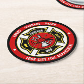 Firefighter Rescue ADD NAME Fire Department Abzeic Runder Pappuntersetzer (Angewinkelt)