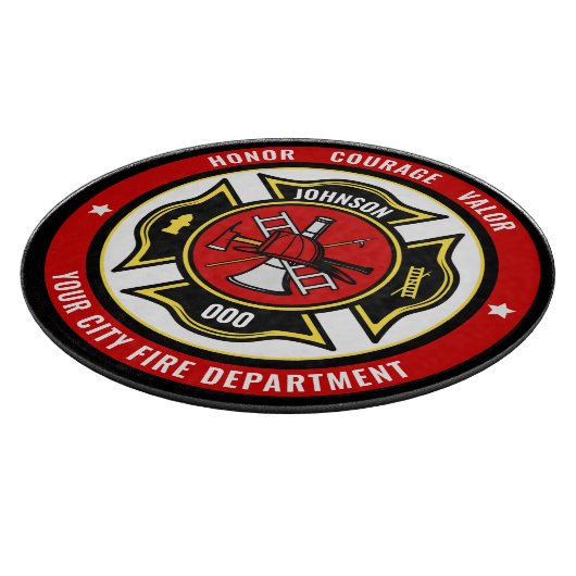 Firefighter Rescue ADD NAME Fire Department Abzeic Schneidebrett (Ecke)