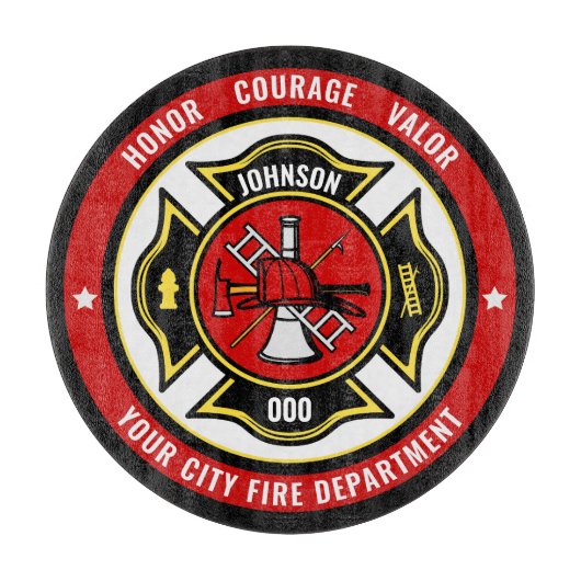 Firefighter Rescue ADD NAME Fire Department Abzeic Schneidebrett (Vorderseite)