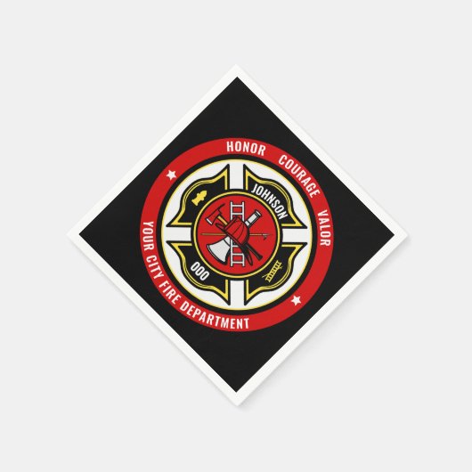 Firefighter Rescue ADD NAME Fire Department Abzeic Serviette (Ecke)