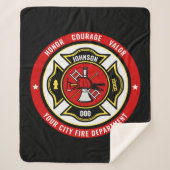 Firefighter Rescue ADD NAME Fire Department Abzeic Sherpadecke (Vorderseite)