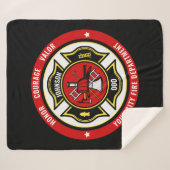 Firefighter Rescue ADD NAME Fire Department Abzeic Sherpadecke (Vorderseite (Horizontal))