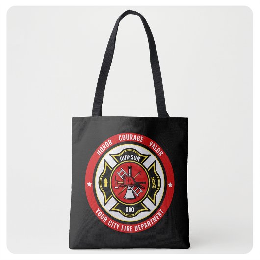 Firefighter Rescue ADD NAME Fire Department Abzeic Tasche