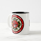 Firefighter Rescue ADD NAME Fire Department Abzeic Zweifarbige Tasse (Vorderseite Links)