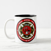 Firefighter Rescue ADD NAME Fire Department Abzeic Zweifarbige Tasse (Links)