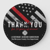 Firefighter Retirement Anniversary Red Line Flag Große Wanduhr (Vorderseite)