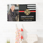 Firefighter Retirement Fireman Red Line Flag Photo Banner (Insitu)