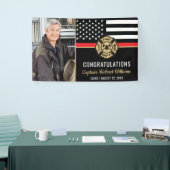 Firefighter Retirement Fireman Red Line Flag Photo Banner (Messeveranstaltung)