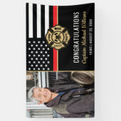 Firefighter Retirement Fireman Red Line Flag Photo Banner (Vertikal)