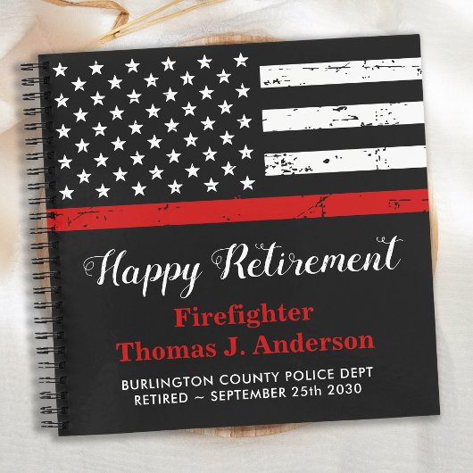 Firefighter Retirement Party Thin Red Line Gast Notizblock