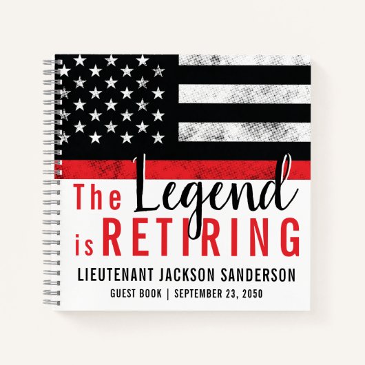 Firefighter Retirement Red Line Fireman Gästebuch Notizblock (Vorderseite)