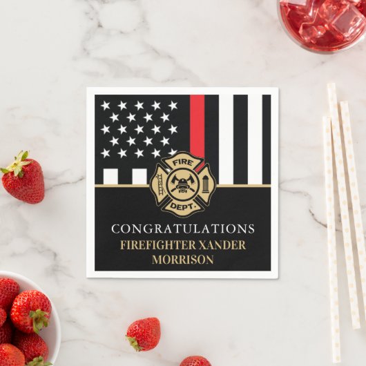 Firefighter Retirement Red Line Flag Fireman Serviette (Beispiel)