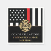 Firefighter Retirement Red Line Flag Fireman  Serviette (Vorderseite)