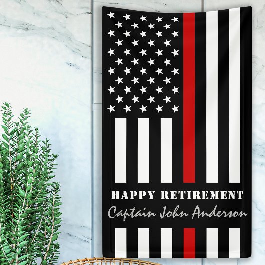 Firefighter Retirement Thin Red Line Banner