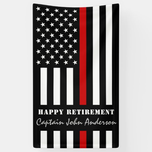 Firefighter Retirement Thin Red Line Banner (Vertikal)