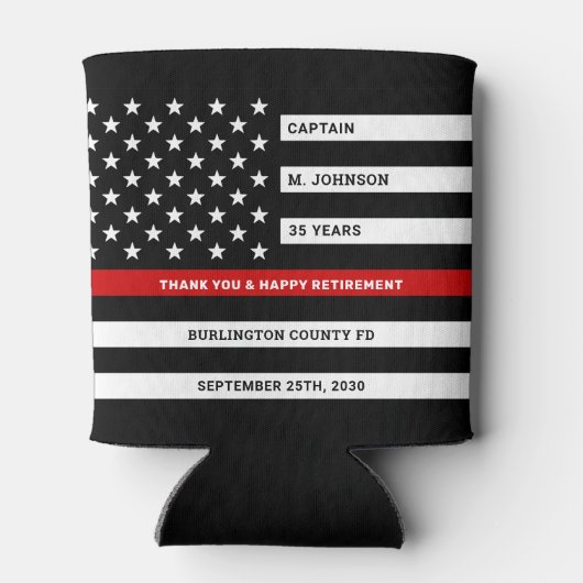 Firefighter Retirement Thin Red Line Dosenkühler (Rückseite)
