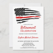 Firefighter Retirement Thin Red Line Einladung (Vorderseite)