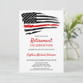 Firefighter Retirement Thin Red Line Einladung (Stehend Vorderseite)