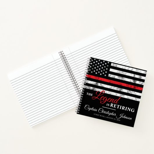 Firefighter Retirement Thin Red Line Gästebuch Notizblock (Innenseite)
