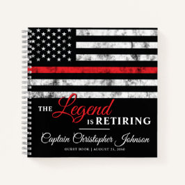 Firefighter Retirement Thin Red Line Gästebuch Notizblock